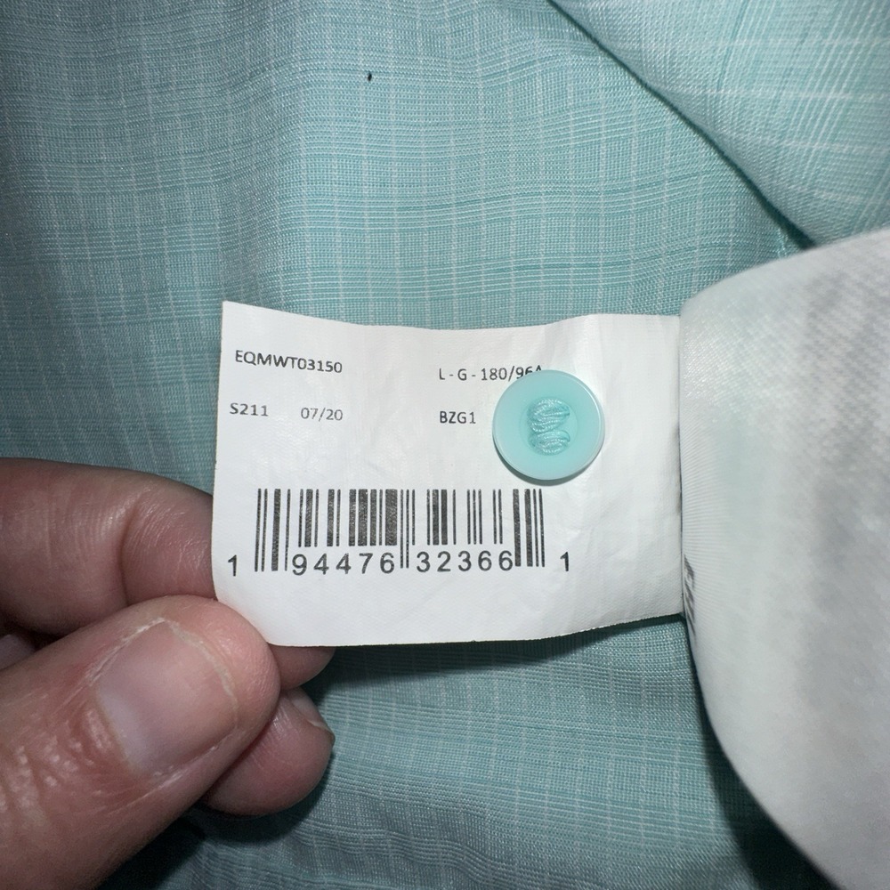 Quiksilver Waterman Mens L Blue Stripe Button Up Outdoor‎ Summer Comfort Fit - Picture 10 of 10